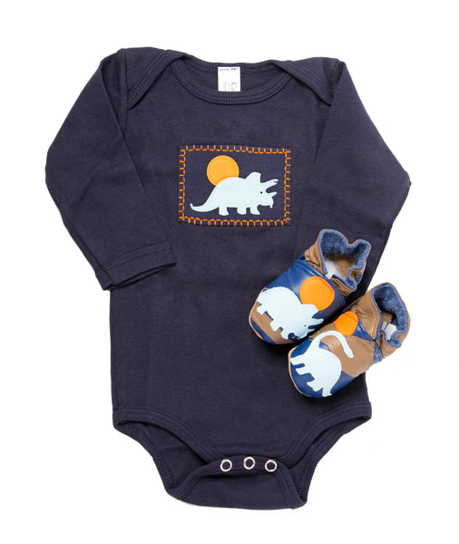 Dino Gift Set (navy onesie, shoes)